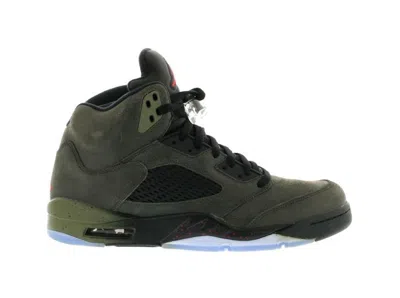 Pre-owned Jordan Men's  5 Retro Fear Pack Sneakers In Sequoia/fire Red/medium Olive