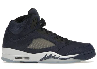 Pre-owned Jordan Men's  5 Retro Georgetown Sneakers In Midnight Navy Blue/black/football Grey