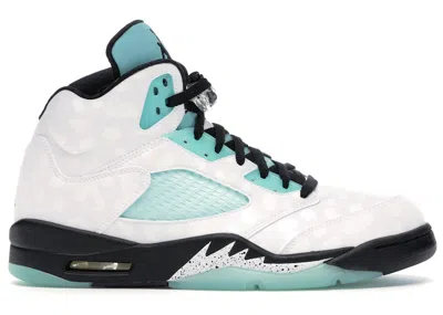Pre-owned Jordan Men's  5 Retro Island Green Sneakers In White/black In Multi