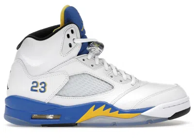 Pre-owned Jordan Men's  5 Retro Laney (2013) Sneakers In White/varsity Maize/varsity Royal