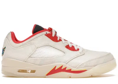 Pre-owned Jordan Men's  5 Retro Low Chinese New Year (2021) Sneakers In Sail/chile Red/opti Yellow In Multi