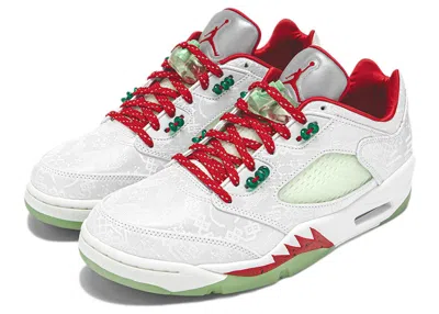 Pre-owned Jordan Men's  5 Retro Low Clot Silk 20th Anniversary Sneakers In White/classic Jade/fire Red In Multi