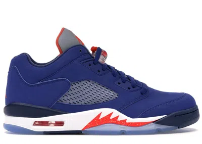 Pre-owned Jordan Men's  5 Retro Low Knicks Sneakers In Deep Royal Blue/team Orange/midnight Navy