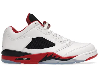 Pre-owned Jordan Men's  5 Retro Low Sneakers In White/fire Red/black In Multi