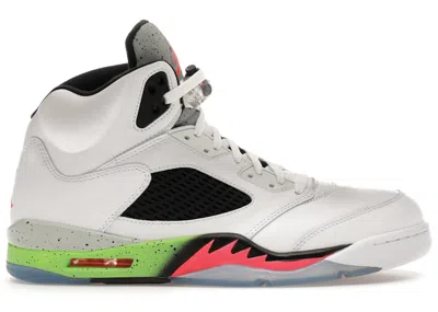 Pre-owned Jordan Men's  5 Retro Poison Green Sneakers In White/infrared 23/light Poison Green In Multi