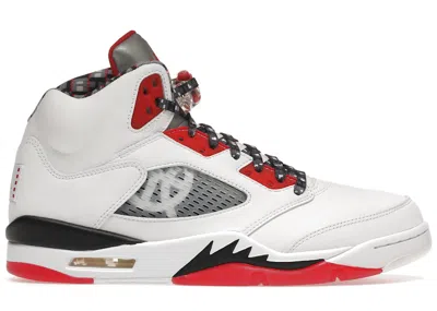 Pre-owned Jordan Men's  5 Retro Quai 54 (2021) Sneakers In White/university Red/black