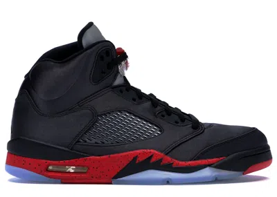 Pre-owned Jordan Men's  5 Retro Satin Bred Sneakers In Black/university Red In Multi