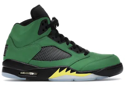 Pre-owned Jordan Men's  5 Retro Se Oregon Sneakers In Apple Green/black/yellow Strike In Multi