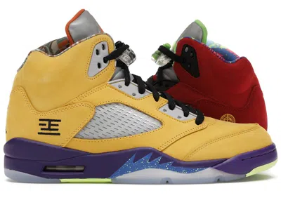 Pre-owned Jordan Men's  5 Retro What The Sneakers In Varsity Maize/court Purple/ghost Green