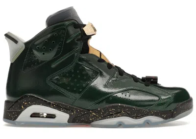 Pre-owned Jordan Men's  6 Retro Champagne Sneakers In Pure Green/metallic Gold/chilling Red