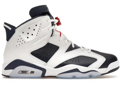 Pre-owned Jordan Men's  6 Retro Olympic (2024) Sneakers In White/varsity Red/midnight Navy Blue In Multi