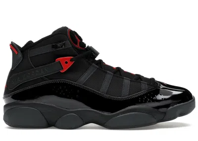 Pre-owned Jordan Men's  6 Rings Sneakers In Black/anthracite/fire Red
