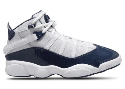 Pre-owned Jordan Men's  6 Rings Sneakers In White/neutral Grey/midnight Navy Blue