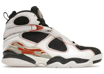 Pre-owned Jordan Men's  8 Retro Black Toe Sneakers In White/anthracite/dark Orange