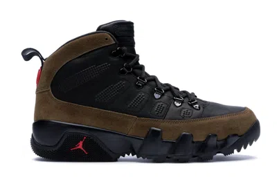 Pre-owned Jordan Men's  9 Retro Boot Nrg Olive Sneakers In Black/light Olive/true Red