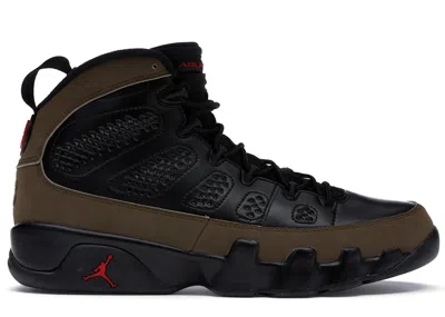 Pre-owned Jordan Men's  9 Retro Olive (2012) Sneakers In Black/light Olive/varsity Red