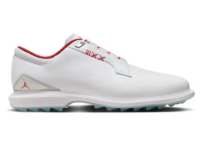 Pre-owned Jordan Men's  Adg 5 Fire Red Sneakers In White/metallic Silver/blue Tint In Multi