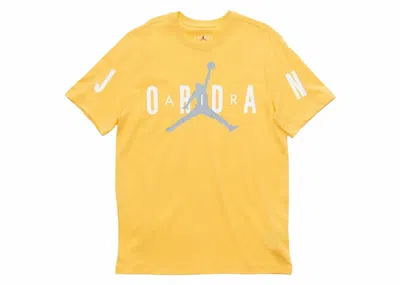 Pre-owned Jordan Men's  Air Stretch Short Sleeve Crew T-shirt In Yellow/grey/white