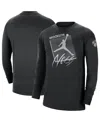 Jordan Men's  Black Brooklyn Nets Courtside Max 90 Vintage-like Wash Statement Edition Long Sleeve T- In Black