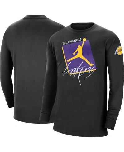 Jordan Men's  Black Distressed Los Angeles Lakers Courtside Max 90 Vintage-like Wash Statement Editio