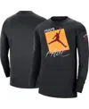 Jordan Men's  Black Miami Heat Courtside Max 90 Vintage-like Wash Statement Edition Long Sleeve T-shi In Black