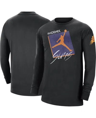 Jordan Men's  Black New York Knicks Courtside Max 90 Vintage-like Wash Statement Edition Long Sleeve
