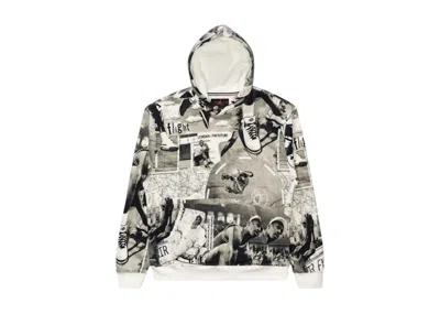 Pre-owned Jordan Men's  Brooklyn Fleece Printed Pullover Hoodie In Black/sail
