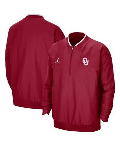 JORDAN MEN'S JORDAN CRIMSON OKLAHOMA SOONERS 2021 COACH HALF-ZIP JACKET