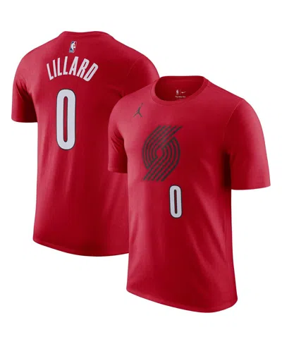 Jordan Men's  Damian Lillard Red Portland Trail Blazers 2022/23 Statement Edition Name And Number T-s
