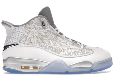 Pre-owned Jordan Men's  Dub Zero Laser Sneakers In White/metallic Silver