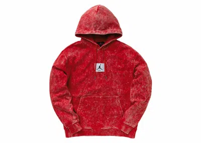Pre-owned Jordan Men's  Essential Washed Fleece Hoodie In Red