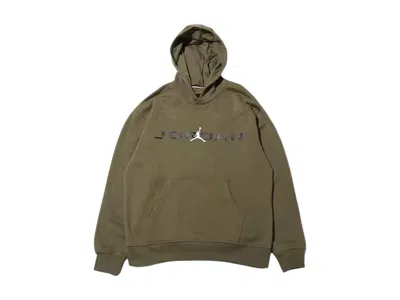 Pre-owned Jordan Men's  Essentials Fleece Hoodie In Medium Olive In Green