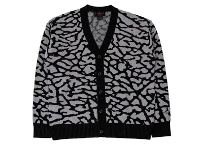 Pre-owned Jordan Men's  Fight Heritage Knit Cardigan (asia Sizing) In Black Cement Grey