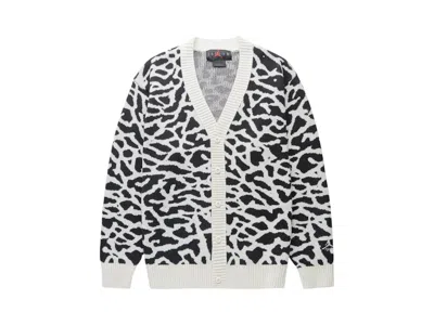 Pre-owned Jordan Men's  Flight Heritage Cardigan Sweater In White/black In Multi