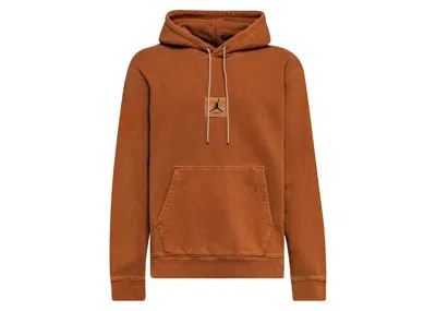Pre-owned Jordan Men's  Flight Heritage Washed Fleece Pullover Hoodie In Dark Russet