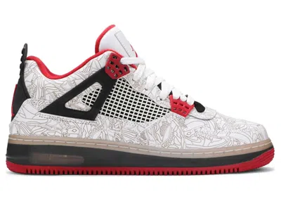 Pre-owned Jordan Men's  Fusion 4 Laser Sneakers In White/varsity Red/black