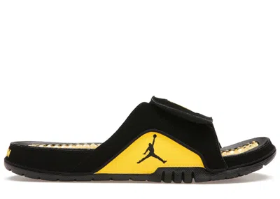 Pre-owned Jordan Men's  Hydro 4 Slide Thunder Sneakers In Black/tour Yellow In Multi