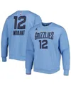 Jordan Men's  Ja Morant Light Blue Memphis Grizzlies Statement Name And Number Pullover Sweatshirt In Light Blue