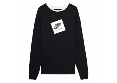 Pre-owned Jordan Men's  Jumpman Classics Fleece Crewneck Sweatshirt In Black