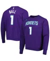 Jordan Men's  Lamelo Ball Purple Charlotte Hornets Statement Name And Number Pullover Sweatshirt In Purple