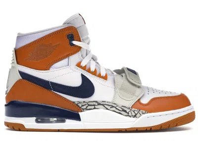 Pre-owned Jordan Men's  Legacy 312 Trainer 3 Medicine Ball Sneakers In White/midnight Navy Blue/ginger