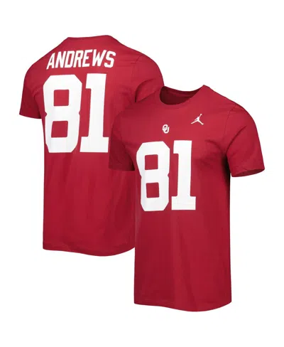 Jordan Men's  Mark Andrews Crimson Oklahoma Sooners Alumni Name And Number Team T-shirt