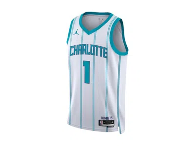 Pre-owned Jordan Men's  Nba Charlotte Hornets Lamelo Ball Association Edition Swingman Jersey In White/tail