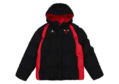 Pre-owned Jordan Men's  Nba Chicago Bulls Loose Fit Jacket In Black/red In Multi
