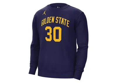 Pre-owned Jordan Men's  Nba Golden State Warriors Stephen Curry Fleece Loose Fit Sweatshirt In Blue/yellow