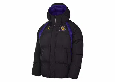 Pre-owned Jordan Men's  Nba Los Angeles Lakers Courtside Loose Fit Jacket In Black/yellow/purple In Multi