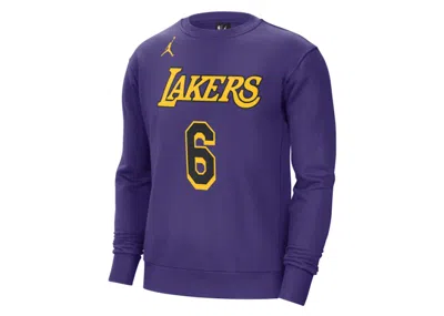 Pre-owned Jordan Men's  Nba Los Angeles Lakers Lebron James Fleece Loose Fit Sweatshirt In Purple/yellow/black