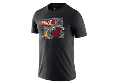 Pre-owned Jordan Men's  Nba Miami Heat Logo T-shirt In Black
