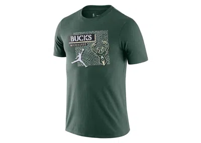 Pre-owned Jordan Men's  Nba Milwaukee Bucks T-shirt In Dark Green