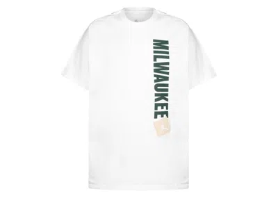 Pre-owned Jordan Men's  Nba Milwaukee Bucks T-shirt In White